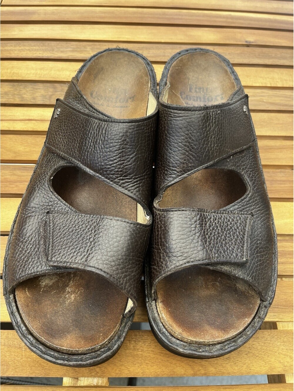 Finn Comfort Riad Men's Size 13 Brown Buggy Leather Slide Sandal EUR 47